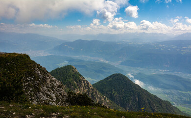 Fototapeta premium Mount Roen (2,116 m a.s.l.) on the border between South Tyrol and the Trentino is the highest peak of the Mendola Ridge - Italian Dolomites 