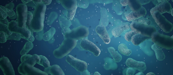 Pathogenic Bacteria background, Epidemic bacterial disease and Germ infection 3D Render