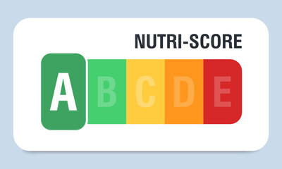 Nutri score for packaging design. A score. Logo, icon, label. Vector illustration
