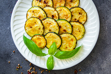 fried zucchini vegetable grill fresh meal food snack on the table copy space food background rustic top view