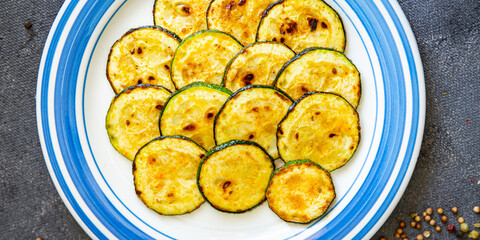 fried zucchini vegetable grill fresh meal food snack on the table copy space food background rustic top view