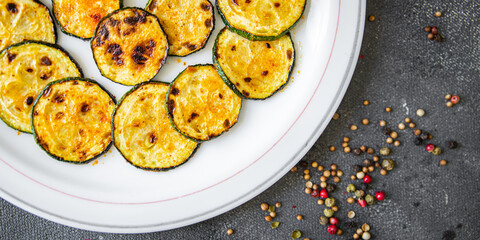 fried zucchini vegetable grill fresh meal food snack on the table copy space food background rustic top view
