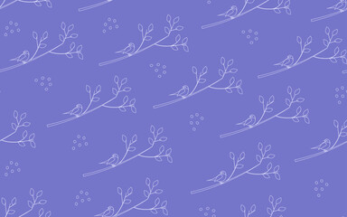 Plants purple seamless pattern