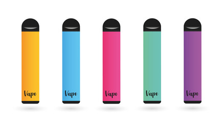 Electronic cigarette vector icon. Colorful vape icon set. Vector illustration