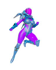 super space girl is floating and ready to attack