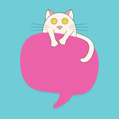Speech bubble with cat illustrations. Banners, price tags, stickers, posters, badges. Modern flat style. Vector illustration