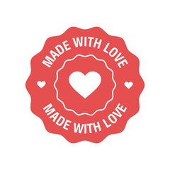 Made with love label with heart silhouette. Vector