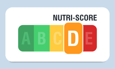 Nutri score for packaging design. D score. Logo, icon, label. Vector illustration
