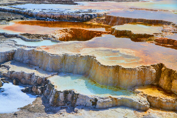 Yellowstone detail of colorful terraces at Mammoth Hot Springs