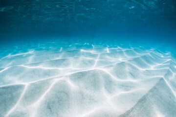 Underwater transparent ocean with sandy bottom in Hawaii