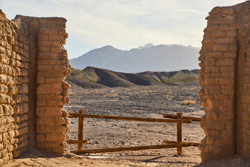 View between stone walls of desert mountains - Powered by Adobe