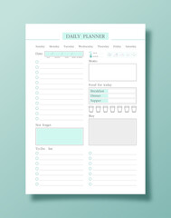 Daily planner for planning tasks for the whole day business tasks and study schedule
