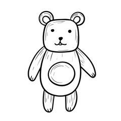 Teddy bear baby toy, isolated doodle illustration.