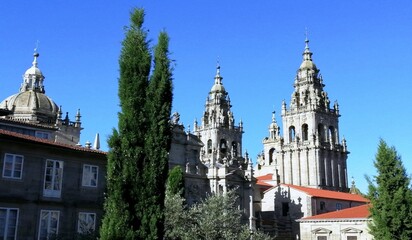 Fototapeta na wymiar Panorámica de la Catedral de Santiago de Compostela