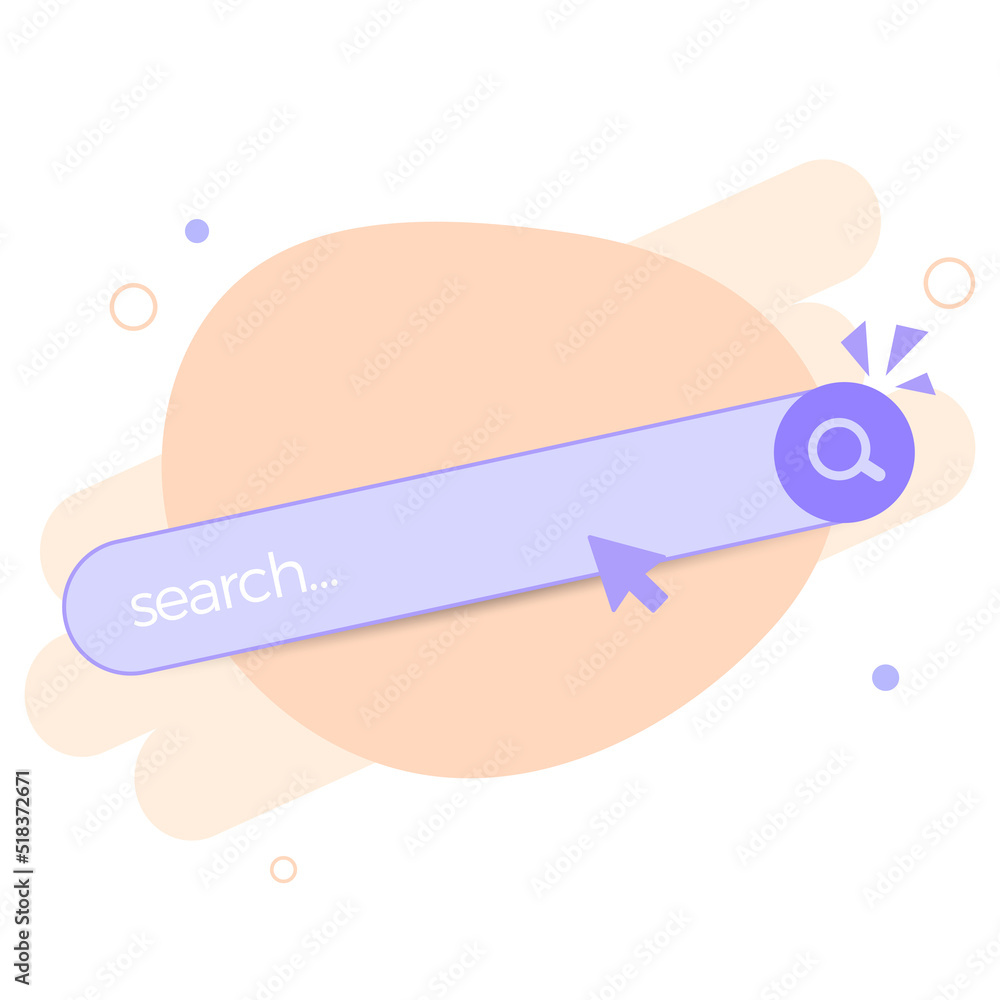 Poster search bar template for website. navigation search for browser. arrow, cursor. creative concept desi