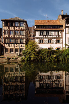 Historic buildings all in a row in Colmar