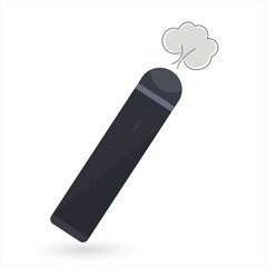 Vape vector icon. Electronic cigarette with smoke. Contour isolated pictogram on white background