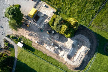Skatepark being constructed in Banchory viewed from above