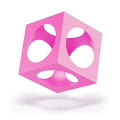 Illustration of Abstract Pink Cube, on White Background. Abstract Geometric Square Shapes Mockup for Your Design