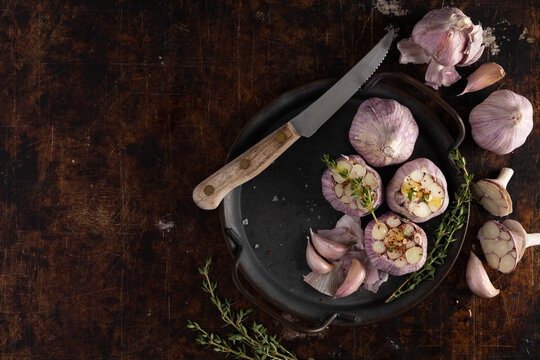 Purple Garlic with herbs