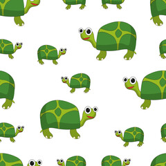 funny children's seamless pattern of green turtles