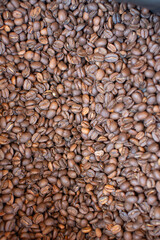 Coffee beans. Toasted coffee. Coffee bag. Brown


