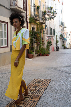 Fashion portrait of African slim model 