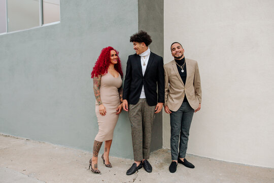 Gorgeous woman outside with handsome sons 