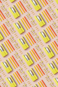 Seamless pattern of colorful office stationery