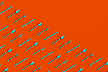 3d render of different type of Cutlery. with copy space.