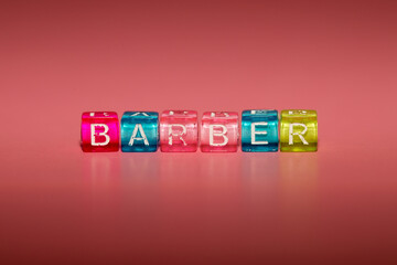 the word "barber" made up of cubes