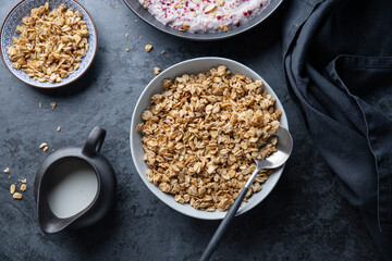 Homemade granola muesli in bowl