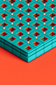 3d render of corner shaped lines of cubes