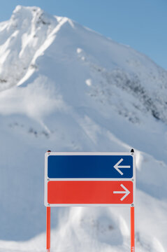 Direction sign on ski resort