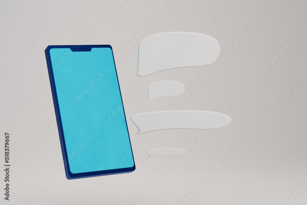 Poster smartphone icon with a blue screen on a white background next to which there are empty lines for pla
