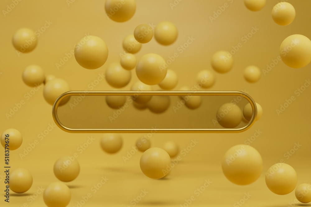 Poster abstract background. yellow balls scattered on a yellow background. browser search bar in the middle