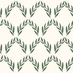 Seamless floral pattern with green twigs. Print for textile, wallpaper, covers, surface. For fashion fabric. Retro stylization.