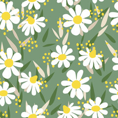 Beautiful floral pattern in small daisies. Ditsy print. Floral seamless background. Vintage template for fashion prints.