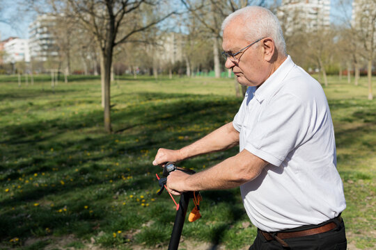 Senior Man on a Morning Walk in the Park