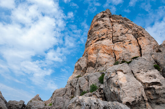 Rocky mountain against the blue sky in the Crimea.