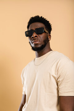 Black model man summer mode studio portrait