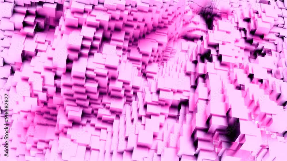 Poster small pink squares. design.3d squares oscillating in different directions.