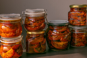 tomatoes with garlic, basil and spices are dried in the oven