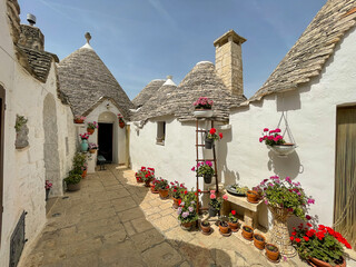 Alberobello, Italy, Apulia region Trullo buildings, Trulli of Alberobello UNESCO, trulli decorated...
