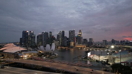 The Iconic Marina Bay Sands Landmark Hotel, Art Museum and Surrounding Tourist Attraction Areas