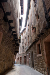 narrow street of the village of albarracin in spain