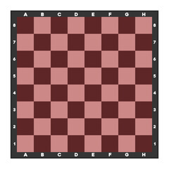 Red chess board for playing chess. Vector