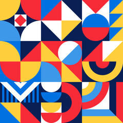 Bauhaus abstract pattern minimal 20s geometric style with geometry figures and shapes circle, triangle. square. Human psychology and mental health concept illustration. Vector 10 eps