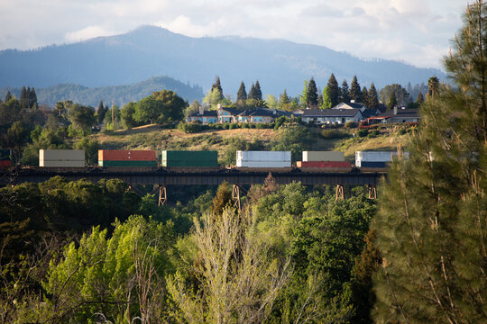 Cargo Train On Bridge 