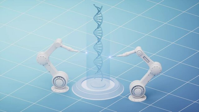 Mechanical arm with biomedical concept, 3d rendering.
